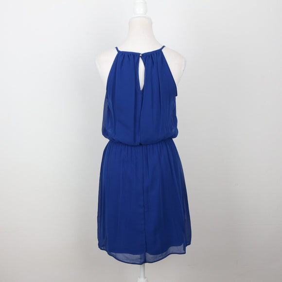 Woolworths Electric Blue Chiffon Halter Neck Blouson Dress – Size 6