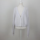 H&M Light Grey Open-Knit Cropped Button-Up Cardigan – Size M-1