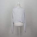 H&M Light Grey Open-Knit Cropped Button-Up Cardigan – Size M-5