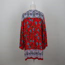 Contempo Red Blue Rose Border Print Boho Tunic Blouse – Size 24-3
