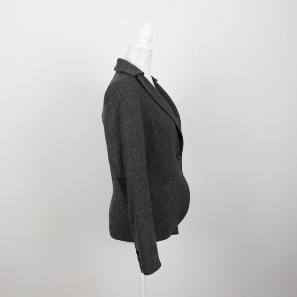 Charcoal Flecked Herringbone Tweed Blazer – Size 10