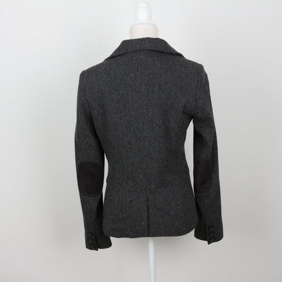 Charcoal Flecked Herringbone Tweed Blazer – Size 10