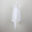 White Linen Single-Button Notch Lapel Cropped Blazer – Size M-2