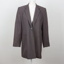 Taupe Longline Single-Button Shoulder Pad Blazer – Size 34-1