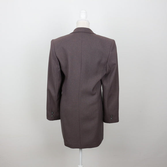 Taupe Longline Single-Button Shoulder Pad Blazer – Size 34