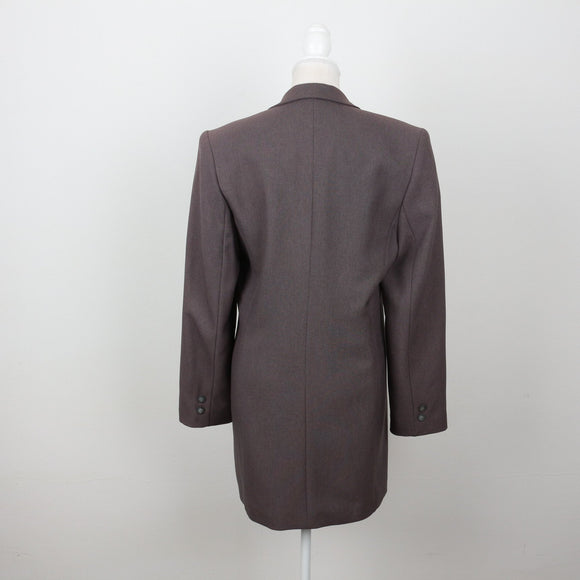 Taupe Longline Single-Button Shoulder Pad Blazer – Size 34
