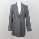 Slate Grey Longline Single-Button Notch Lapel Blazer – Size 32-1
