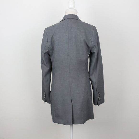 Slate Grey Longline Single-Button Notch Lapel Blazer – Size 32