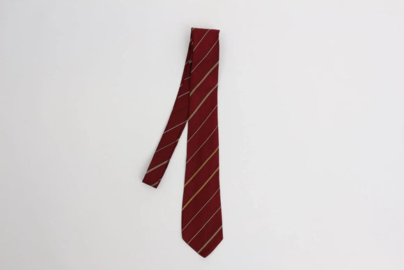 Lanvin Men's Tie: Maroon with yellow and white stripe