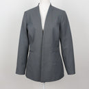 Slate Grey Collarless Open-Front Longline Blazer – Size 32-1
