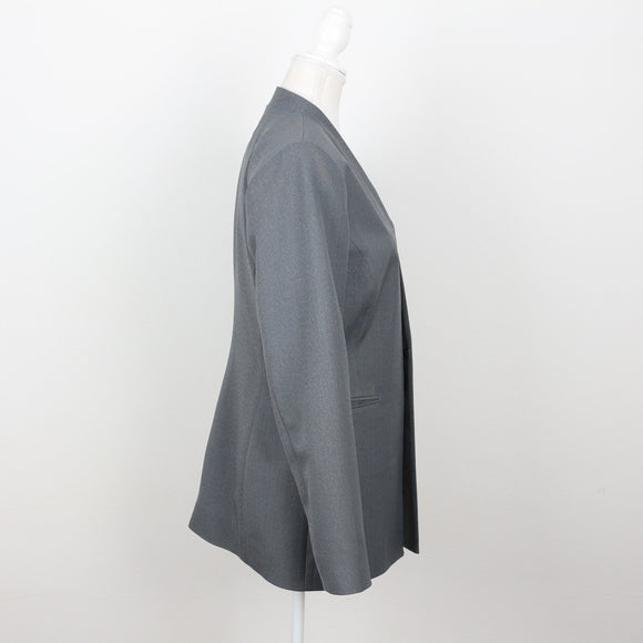 Slate Grey Collarless Open-Front Longline Blazer – Size 32