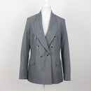 Steel Blue Double-Breasted Peak Lapel Tailored Blazer – Size 32-1