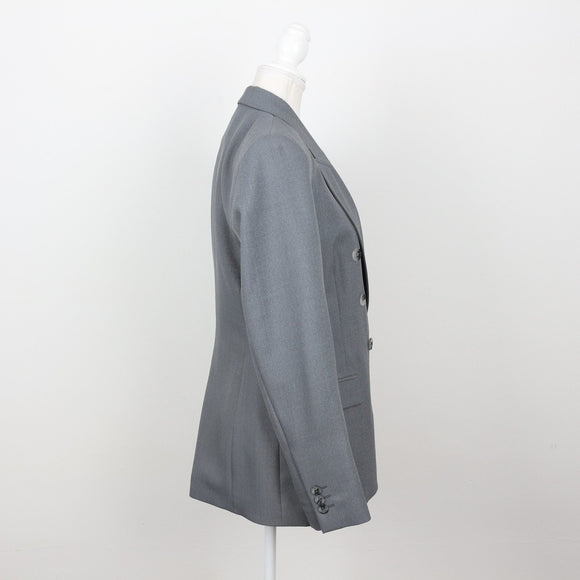 Steel Blue Double-Breasted Peak Lapel Tailored Blazer – Size 32