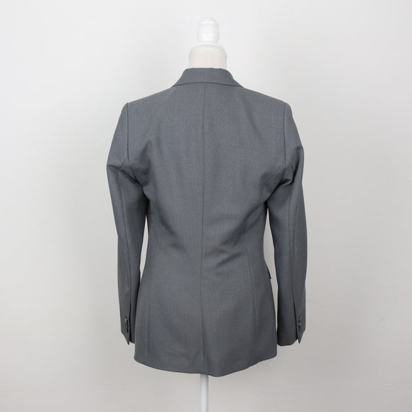 Steel Blue Double-Breasted Peak Lapel Tailored Blazer – Size 32