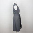 Steel Blue Sleeveless Lapel Belted Midi Shirt Dress – Size 32-2