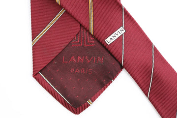 Lanvin Maroon, Yellow & White Striped Silk Tie | One Size | Pre-Loved