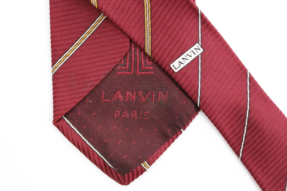 Lanvin Men's Tie: Maroon with yellow and white stripe