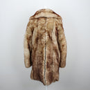 Camel & Cream Tipped Faux Fur Longline Coat – Size S-2