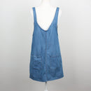 The Fix Mid-Wash Denim Pinafore Mini Dress with Patch Pockets – Size 6-4