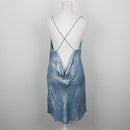 Zara Ice Blue Metallic Cowl Neck Slip Mini Dress – Size M-3