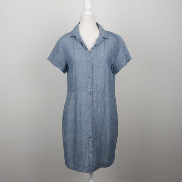Banana Republic Chambray Linen Short-Sleeve Button-Down Shirt Dress – Size 8