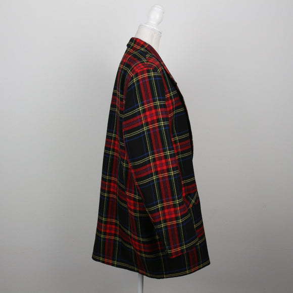 Vintage Red & Black Royal Stewart Tartan Longline Blazer – Size L