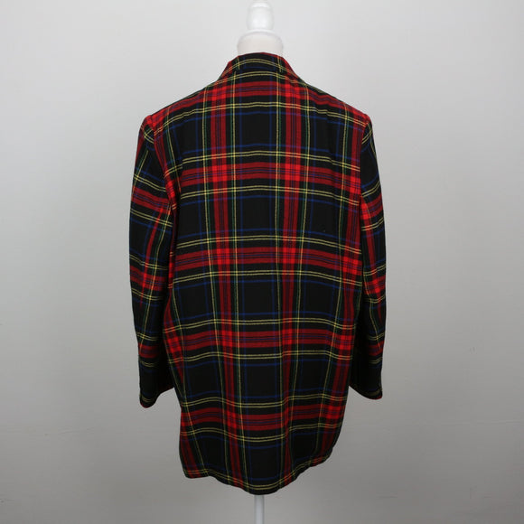 Vintage Red & Black Royal Stewart Tartan Longline Blazer – Size L