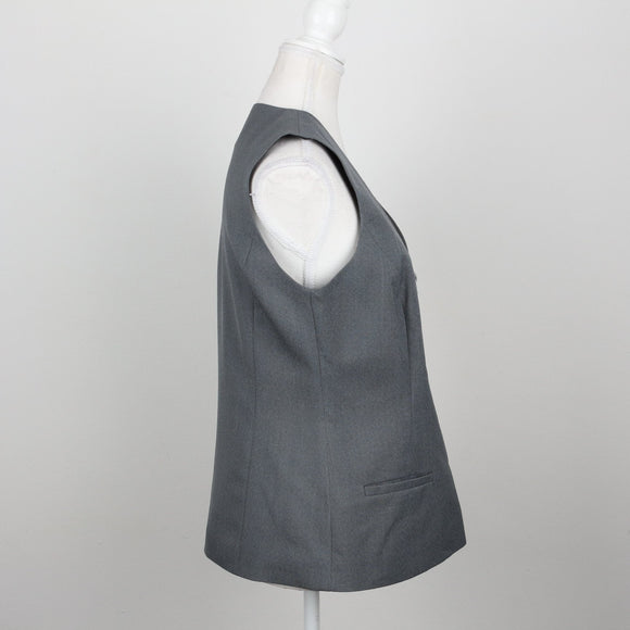 Charcoal Grey Zip-Front V-Neck Tailored Waistcoat – Size 34