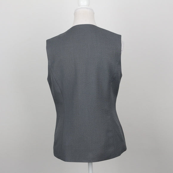 Charcoal Grey Zip-Front V-Neck Tailored Waistcoat – Size 34