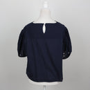 Truworths Navy Broderie Anglaise Puff-Sleeve Cropped Blouse – Size 42-3