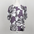 Poetry Mauve & White Bold Tropical Floral Print Short-Sleeve Blouse – Size 8-1