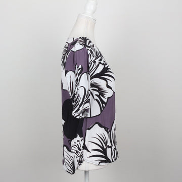Poetry Mauve & White Bold Tropical Floral Print Short-Sleeve Blouse – Size 8 - 0