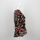 H&M Black Multi Floral Print V-Neck Tie-Front Flutter Blouse – Size 8-2