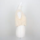 Cream Swiss Dot Sleeveless Button-Front Cropped Top – Size S-2