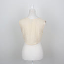 Cream Swiss Dot Sleeveless Button-Front Cropped Top – Size S-4