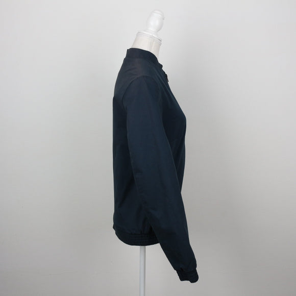 Midnight Navy Zip-Up Ribbed-Cuff Lined Bomber Jacket – Size S