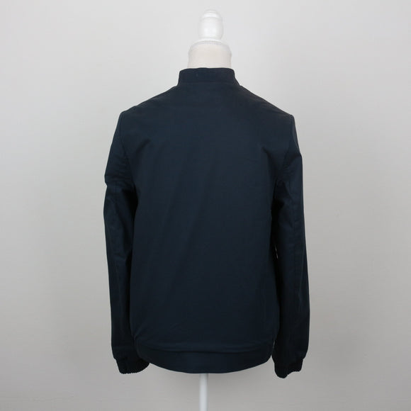 Midnight Navy Zip-Up Ribbed-Cuff Lined Bomber Jacket – Size S