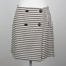 Topshop Cream & Black Stripe Nautical Double-Button Wrap Mini Skirt – Size 12-1