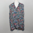 Contempo Dark Floral Meadow Print Sleeveless V-Neck Chiffon Blouse – Size 18-1