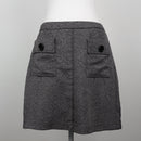 Salt & Pepper Herringbone Tweed High-Waist A-Line Mini Skirt with Flap Pockets – Size 38-1