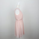 Blush Pink Surplice V-Neck Ruched Waist Chiffon Mini Dress – Size L-2