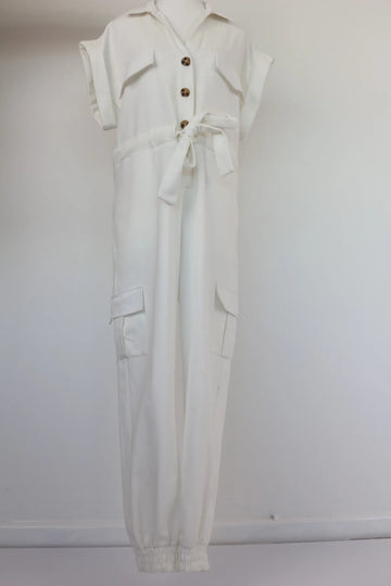 White Denim Jumpsuit | Sizes S–XL | Brand New - 0