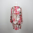 Queenspark Pink & Brown Retro Floral Paisley Patchwork Print Long-Sleeve Tunic Blouse – Size XXL-3