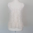 Cream Floral Crochet Lace Overlay Scoop-Neck Sleeveless Cropped Top – Size L-1