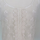 Cream Floral Crochet Lace Overlay Scoop-Neck Sleeveless Cropped Top – Size L-2