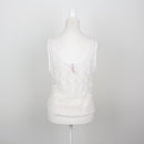Cream Floral Crochet Lace Overlay Scoop-Neck Sleeveless Cropped Top – Size L-4