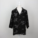 Black White Floral Embroidered Notch Collar Three-Button Relaxed Jacket – Size 18-1