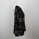 Black White Floral Embroidered Notch Collar Three-Button Relaxed Jacket – Size 18-2