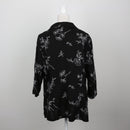 Black White Floral Embroidered Notch Collar Three-Button Relaxed Jacket – Size 18-3