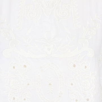 White Broderie Anglaise Flutter-Sleeve Tiered Peplum Blouse – Size M - 0
